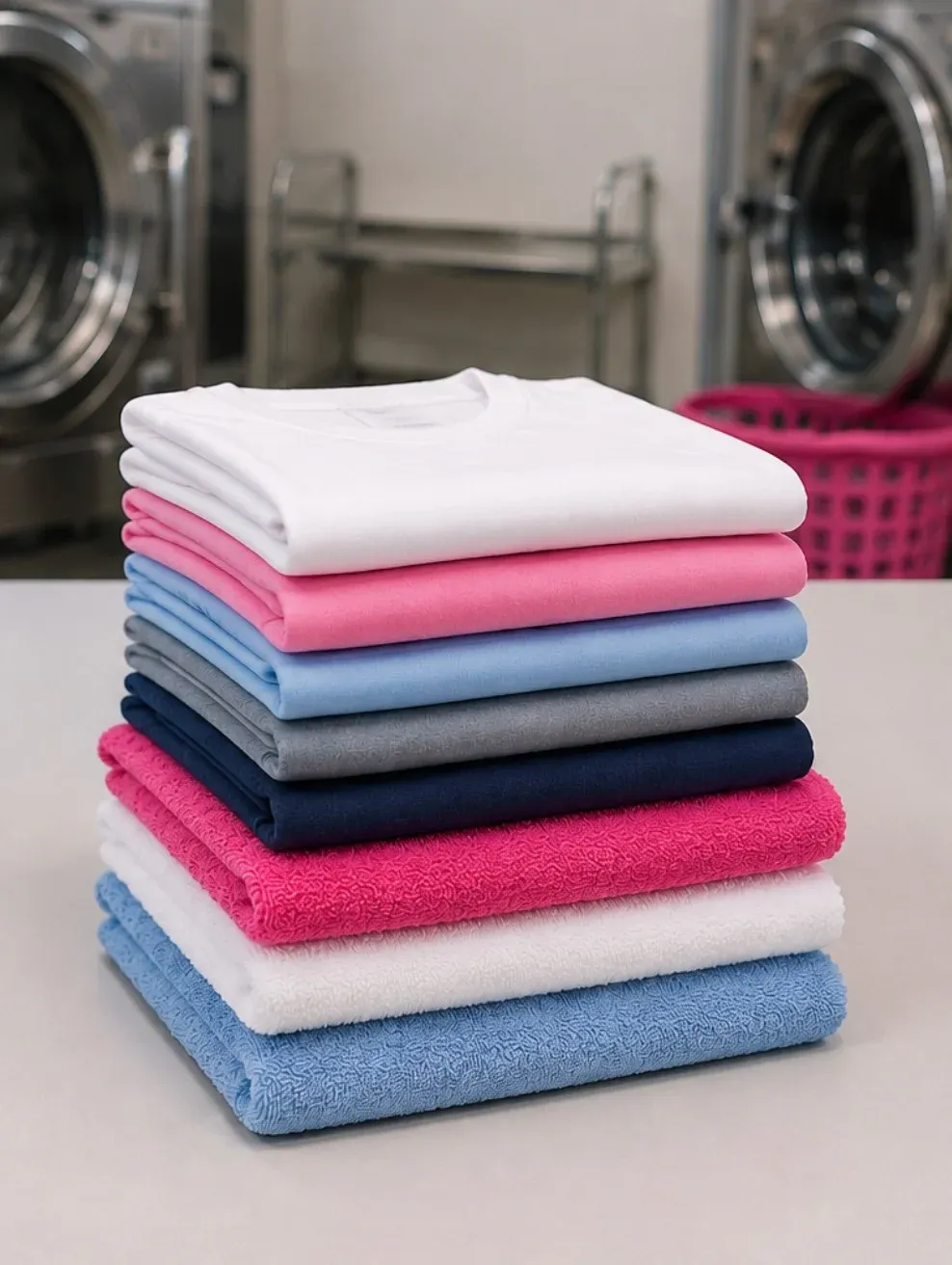 Freshly washed and perfectly folded clothes after our service in Kuwait