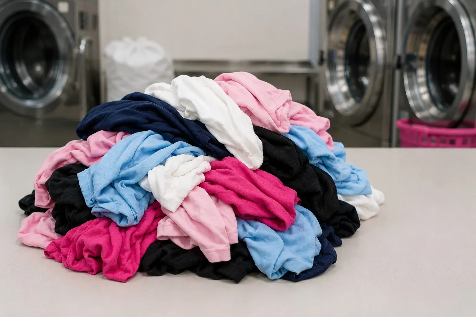 Unsorted pile of dirty laundry before our service in Kuwait